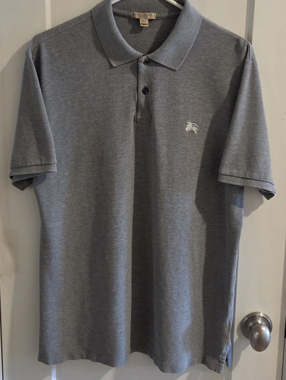 Burberry Brit Polo Shirt - House Check Print Lining Light Grey - Size Medium